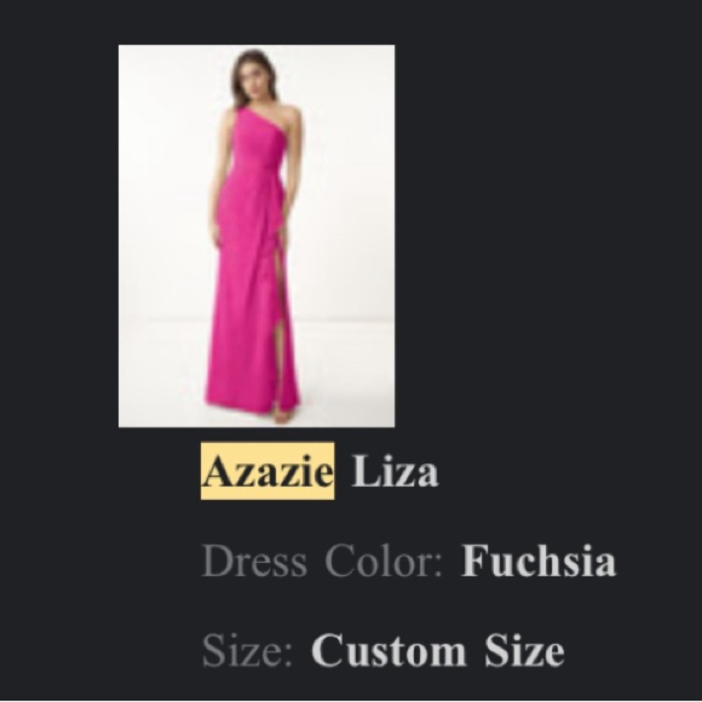 AZAZIE bridesmaid dress fushia size 2 with custom length added.